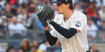 New York Yankees pitcher Max Fried (54) pitches in the first inning.