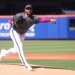 Mets pitcher Sean Manaea (59) pitches in the first inning when the New York Mets played the Atlanta Braves Saturday, June 13, 2026.