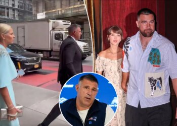 Mike Vrabel and wife Jen head to Taylor Swift, Travis Kelce wedding