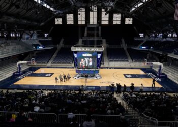 Butler's head coach Thad Matta is introduced during an NCAA college basketball news conference at Hinkle Fieldhouse.