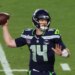 Sam Darnold #14 of the Seattle Seahawks during the Super Bowl.