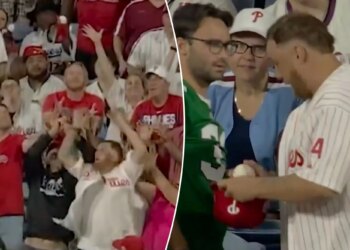 Phillies fan aggressively steal home-run ball from fellow onlooker in debated viral scene