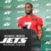 Jets quarterback Geno Smith talks to the media after practice at minicamp in Florham Park, N.J.