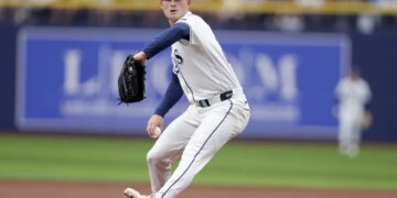July 11, 2026, St. Petersburg, Florida, USA: Tampa Bay Rays pitcher Griffin Jax (22) pitches in the first inning against the Seattle Mariners on Saturday, July 11, 2026 in St. Petersburg. (Credit Image: © Luis Santana/Tampa Bay Times via ZUMA Press Wire)