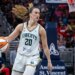 New York Liberty guard Sabrina Ionescu (20) dribbles the ball.