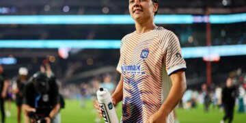 Sam Kerr is all smiles after Gotham FC's 1-0 win over the Washington Spirit on July 15, 2026 at Citi Field.