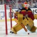 Florida Panthers goalie Sergei Bobrovsky in his uniform, guarding the goal.