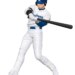 Illustration of Shohei Ohtani in a Los Angeles Dodgers uniform, mid-swing with a bat.