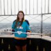 Emma Peschel poses for the media on the observation deck at the Empire State Building in New York, New York, USA, Tuesday July 14, 2026.