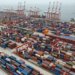 Shipping containers at Guangzhou Port in Nansha district, China.