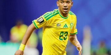 South Africa's Jayden Adams during a World Cup Group A soccer match.