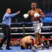 Errol Spence Jr. drops his opponent during a fight in 2018.