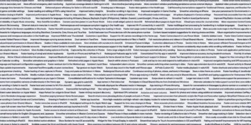 Apple’s wall of words from the keynote, showing all the little changes it’s bringing to Golden Gate and its other operating systems.