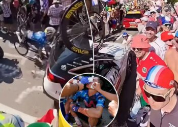 Tour de France cyclist Einer Rubio withdraws after slamming into car caused by chaotic fan
