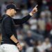 New York Yankees manager Aaron Boone signals for a pitching change in the ninth inning during the second baseball game of a doubleheader against the Pittsburgh Pirates, Wednesday, July 22, 2026, in New York.