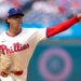 Philadelphia Phillies starting pitcher Jesus Luzardo delivers during the first inning a baseball game against the New York Mets, Saturday, July 18, 2026, in Philadelphia. (AP Photo/Chris Szagola)